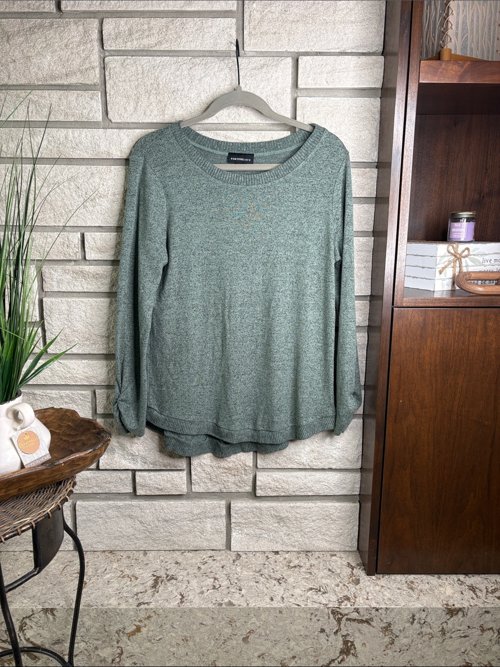 Everyday Scoopneck Sweater in Heathered Sage by Universal Thread